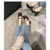 Mrs. Daisy~! New Square Head French Patent Leather One-word Buckle Thick Heel Mary Jane Shoes Girls High Heel Single Shoes