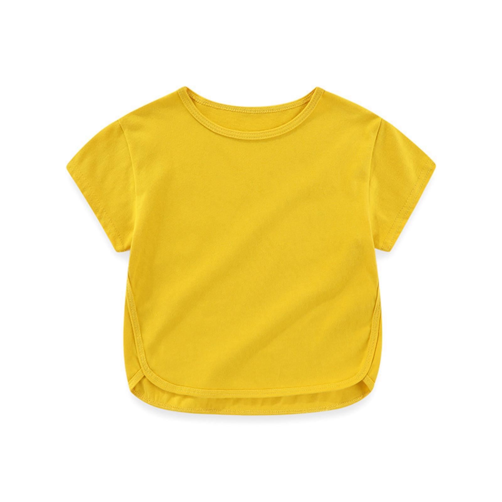 

Summer Children s Fashionable Loose Cotton Short Sleeved T-shirt Candy Colored Top 90 жовтий