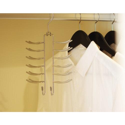 Sawafuji Animale Tie Hanger, Silver, Holds 24 Ties, Space-Saving, Non-Slip, Indoor Drying, Stylish Storage, Multi-Function, Non-Marking, Closet-Friend