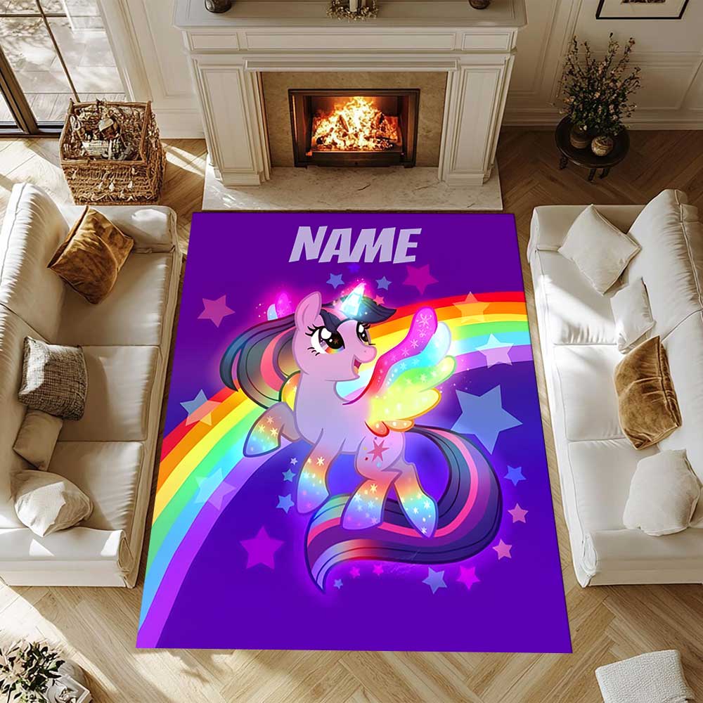 Little Pony (6) Customize your name rug, office chair cushion, home bedroom living room gift.