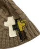 SK8ER ROCK Cable Knit Cross Bucket Hat ((Dark Beige))