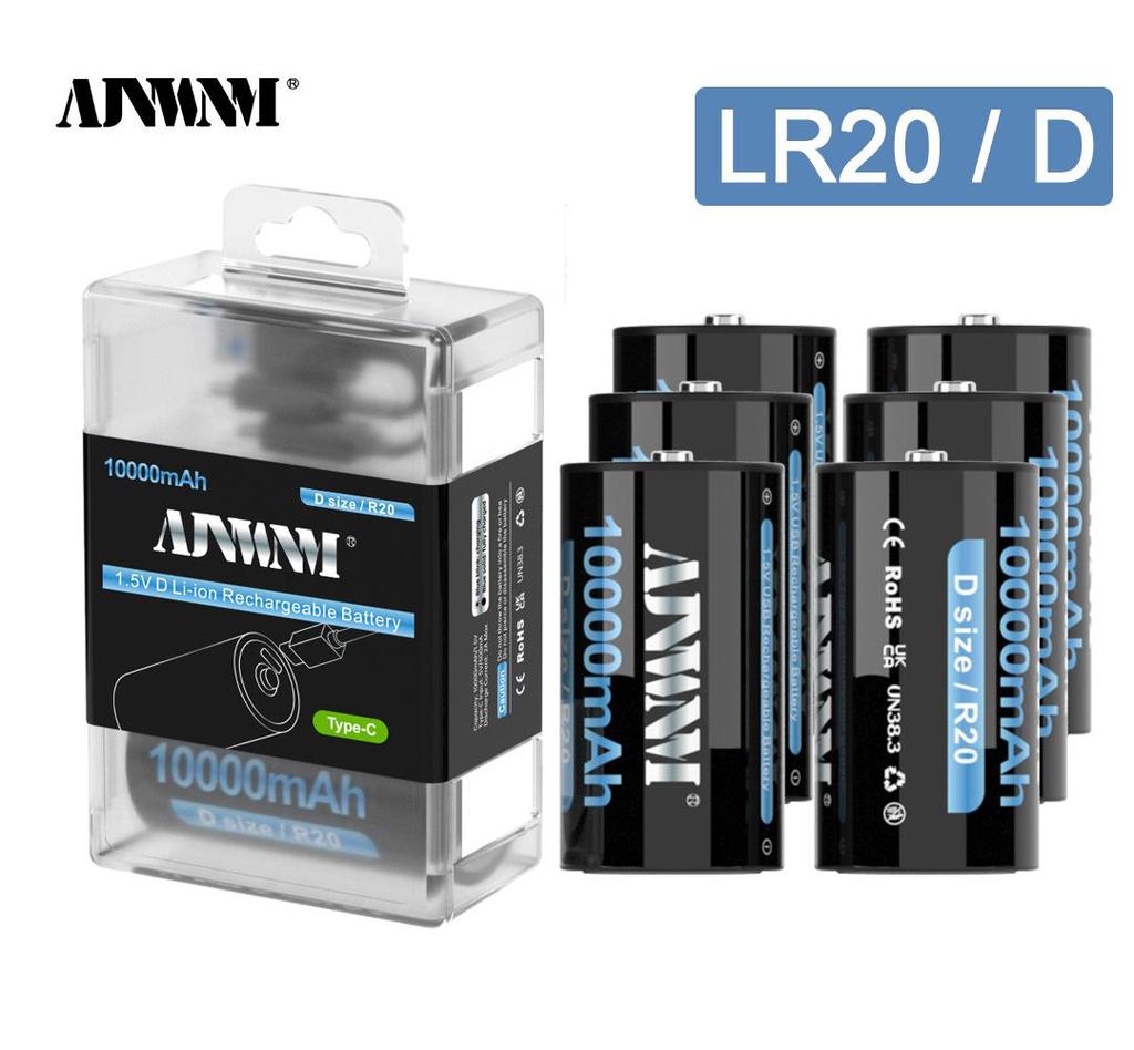 10000mAh 1.5V D-size Battery Type - C USB Rechargeable Li-ion Lipo LR20 Gas Furnace Boiler Water Heater