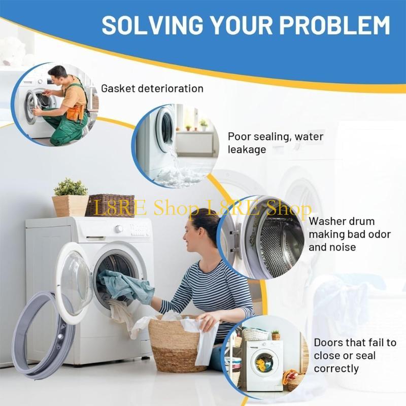 L8RE Door Seal Gasket Washing Machine Gasket Rubber Texture Suitable for Front Load Washer Ensuring Leakproof Performances