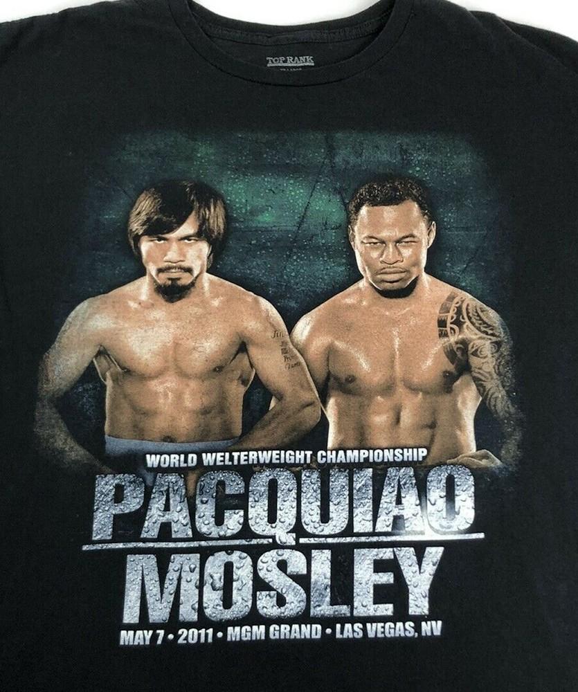 3XL Original New Boxing Fight Manny Pacquiao vs. Shane Mosley T-Shirt Black Unisex T-Shirt XXXXL