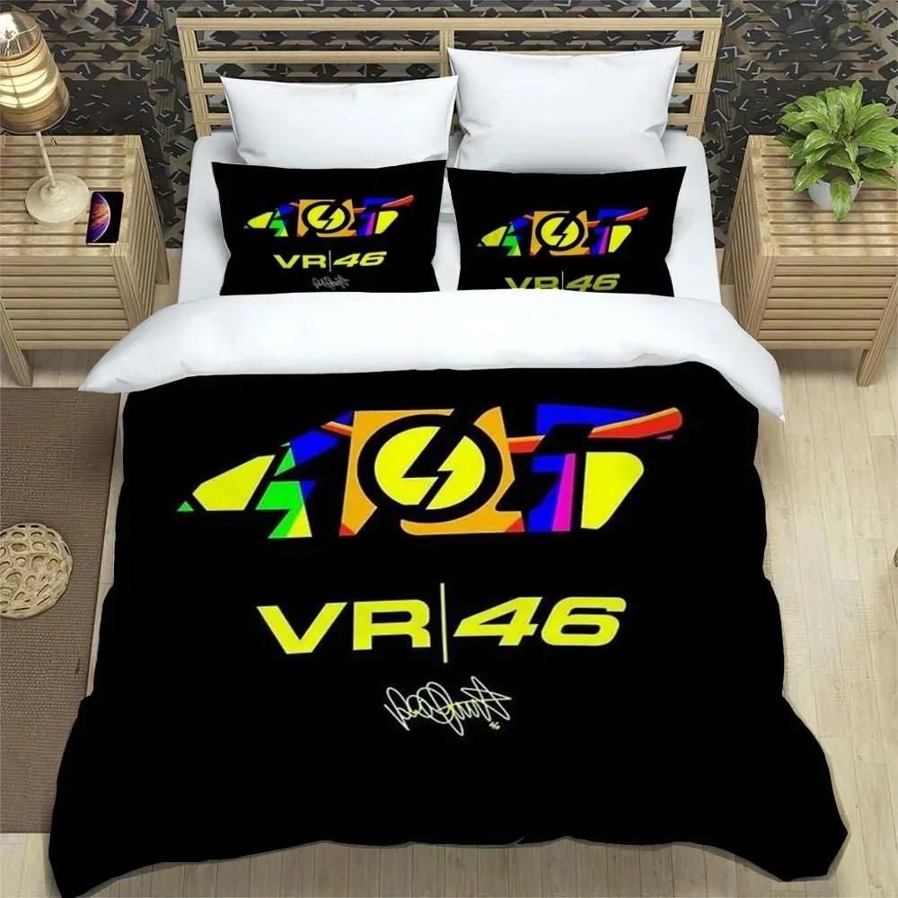 3D-gedrucktes Motorrad-Flotten-VR-46 Bettbezug Kissenbezug Bettwäsche-Set Einzelbett Doppelbett King für Kinder Erwachsene Schlafzimmer