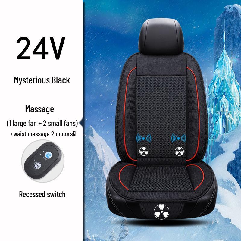 Cooling Car Seat Cushion with Fan - 12V/24V, Breathable, Single Piece