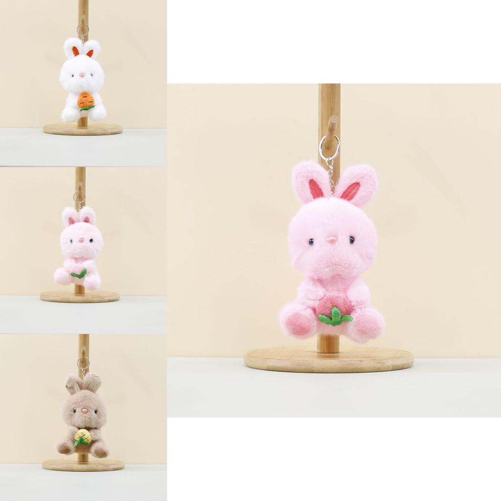 Cute Cartoon Plush Bunny Keychain With Ultra Soft Short Fur For Bag Decoration