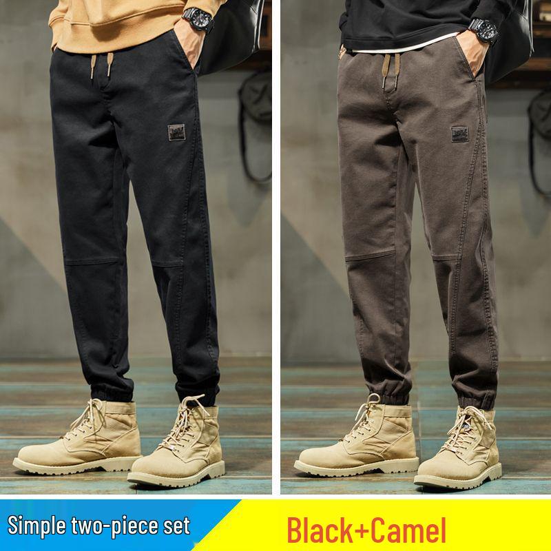 Pánské trendy značkové 2025 podzim/zima plus sametové tepláky - volné, všestranné, sportovní ležérní kalhoty