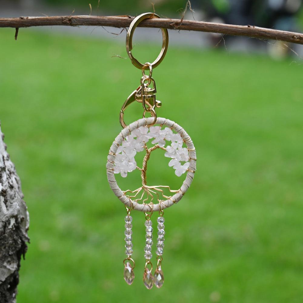 Car pendant, natural stone, dream catcher keychain, jewelry, handmade life tree, bag hanging, hanging accessories