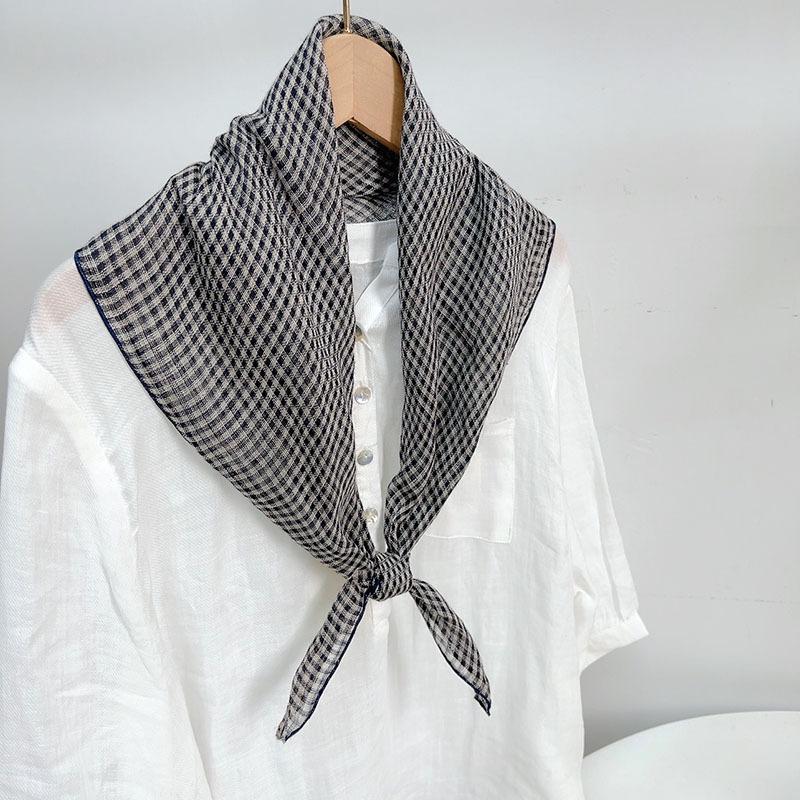 Korean Style Unisex Linen Scarf - Thin, Sunscreen, Retro, Natural Dewdrop Colors for Spring/Summer