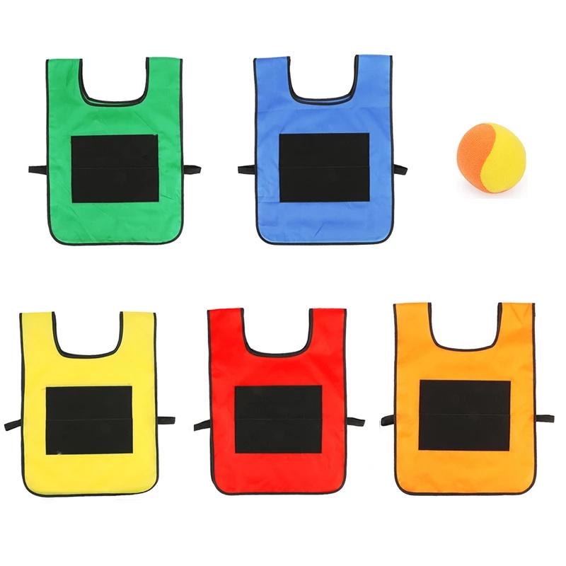 Kids Game Props Vest Sticky Jersey Vest Game Vest Waistcoat With 5 Sticky Ball Throwing Children Outdoor Fun Sports Toy