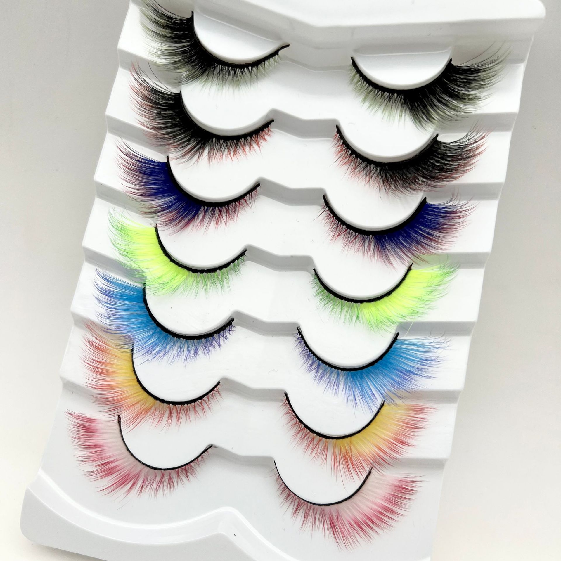 

Семь звеньев градиент цвета кошачьи ресницы Рождественский сценический макияж ресницы красочные короткие накладные ресницы X160-XXC