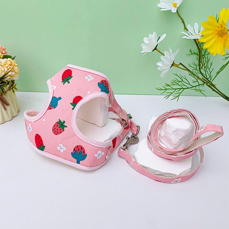 Kleines Hundegeschirr mit Leine mit Kirsch- und Enten-Print-Design für Haustiere