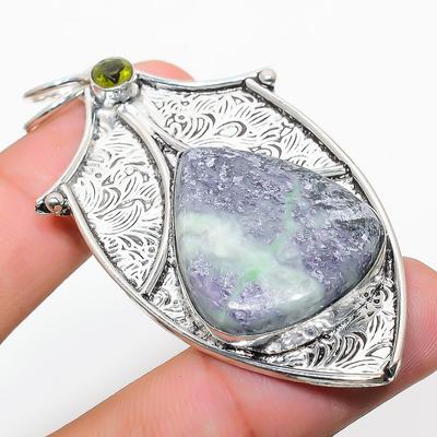 Natürlicher Kammererit, Citrin Edelstein 925 Sterlingsilber Anhänger 2,68" t7P93