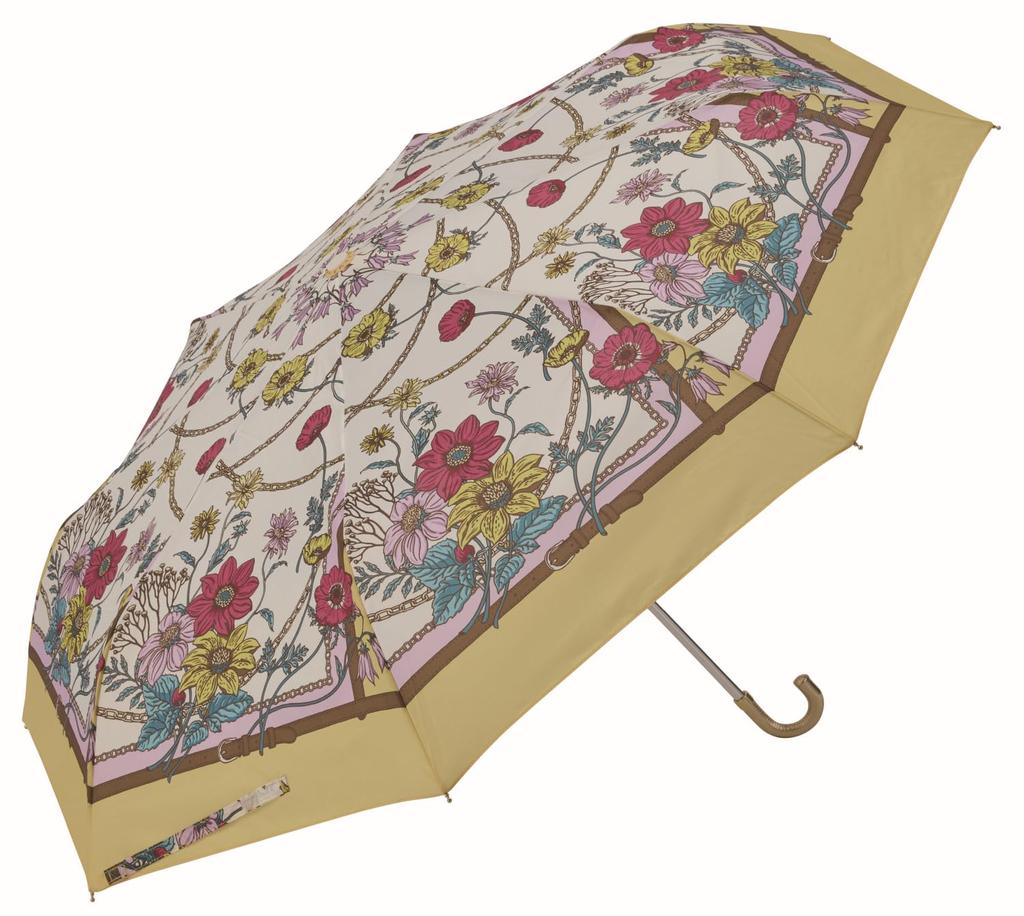 Miyajima Folding Umbrella 55cm Windproof Bone UV Botanical Scarf Yellow [12810]