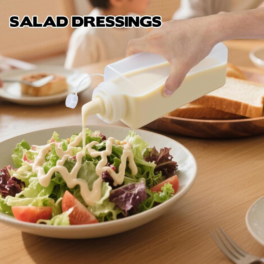 Botella de Salsa para Apretar de 1000ML con Tapa Calibre Grande Botella de Plástico para Apretar Mermelada Dispensador de Condimentos Tarro de Condimentos a Prueba de Polvo para Cocina