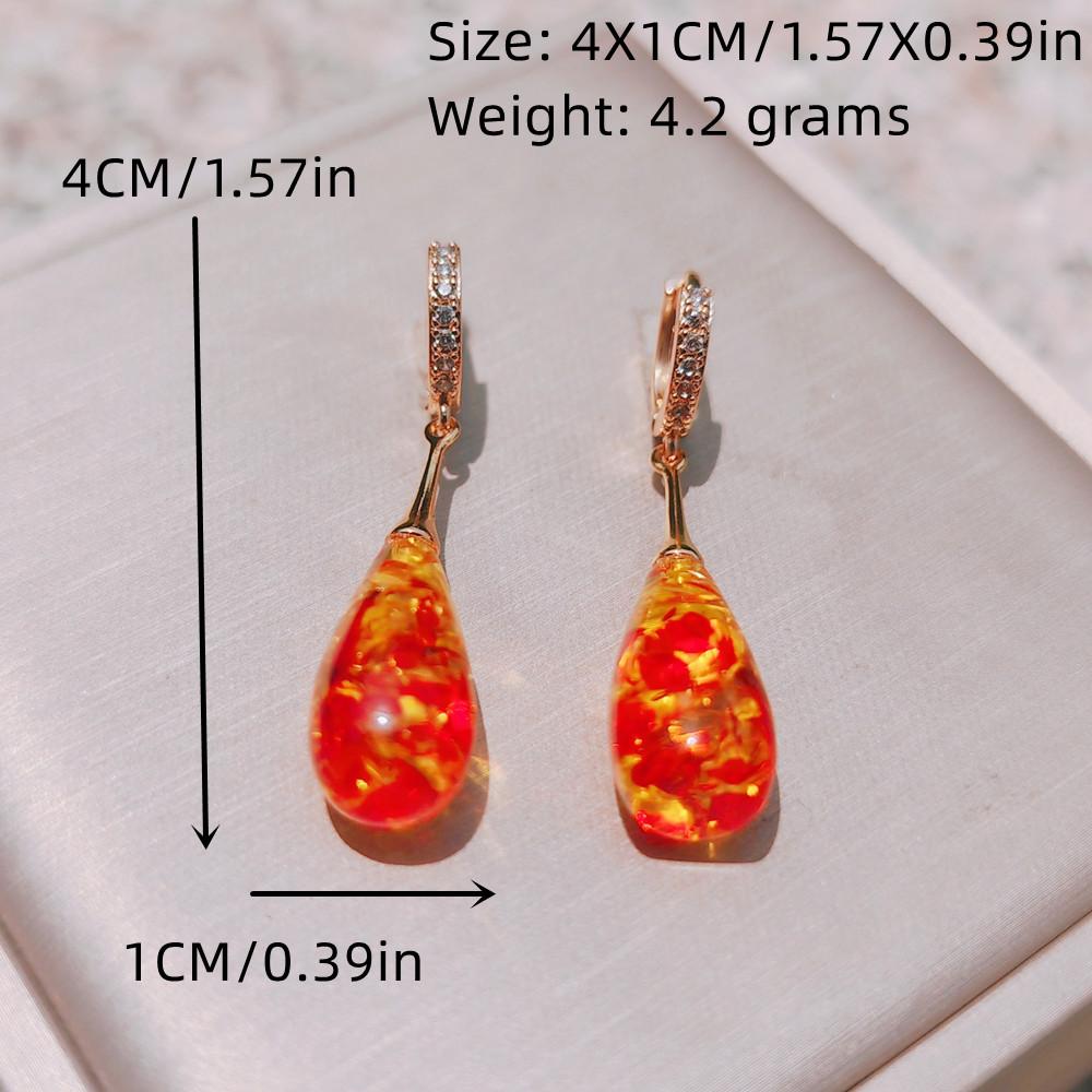 1 Pair Trendy Colorful Flower Water Drop Dangle Earrings Women Wedding Fine Jewelry Gold Color Eardrop