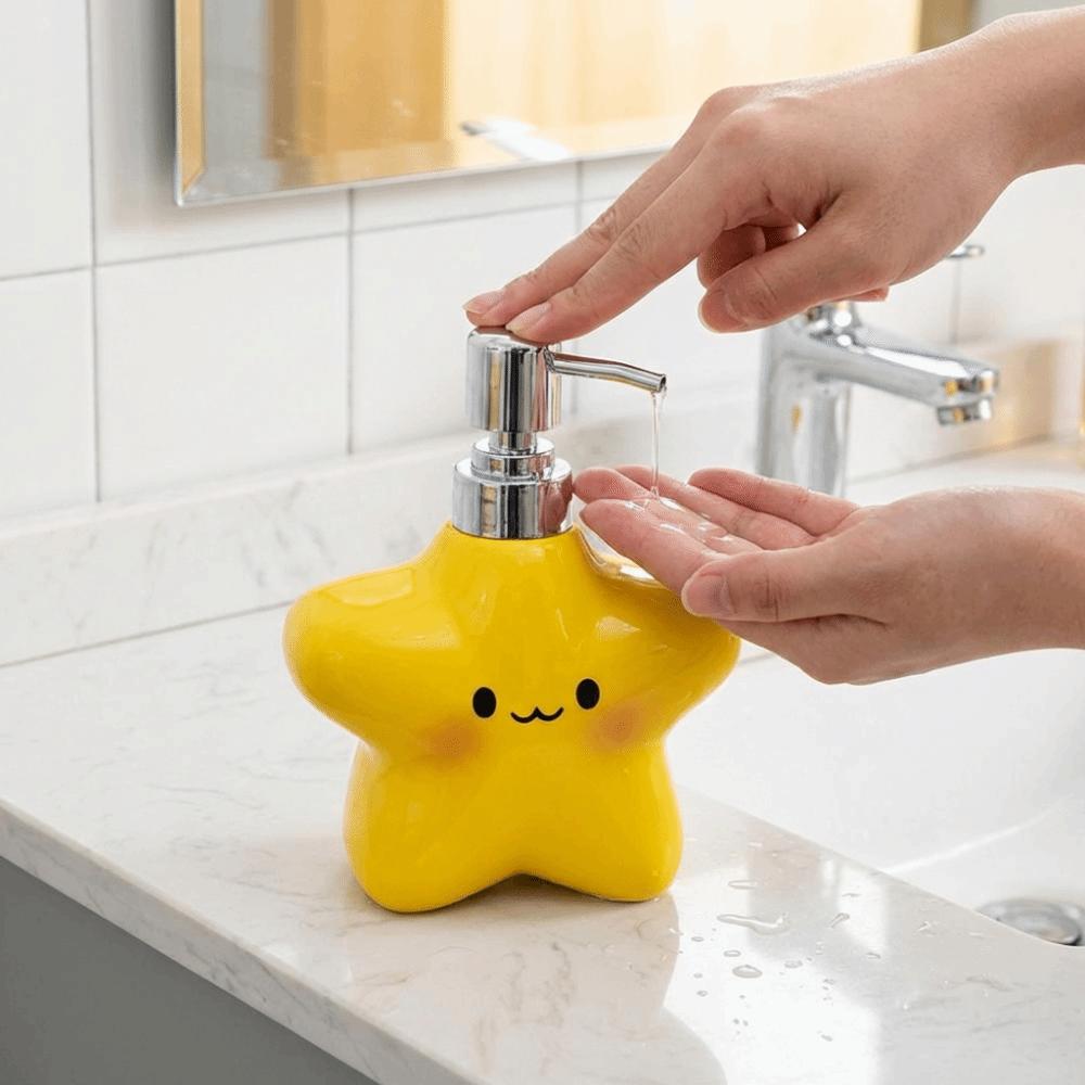 Star Shaped Foaming Soap Dispenser 400ML Ceramic Star Lotion Bottle  Bathroom Accessories