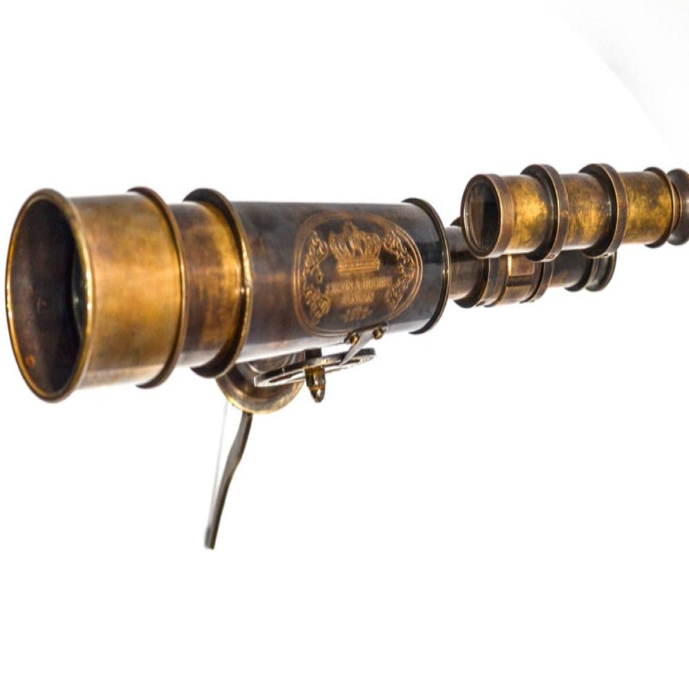 Vintage Brass Telescope on Tripod Stand – Antique Desktop Telescope, 8.89 cm Length x 10.16 cm Width x 6.35 cm Height