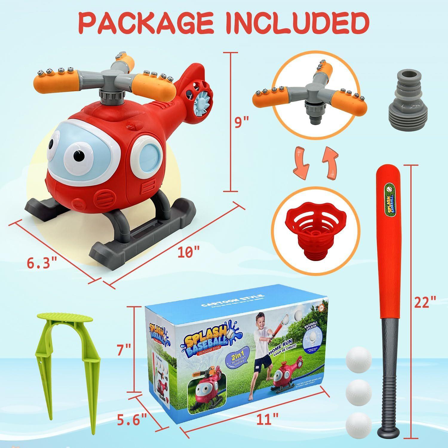 

2 in 1 Outdoor Water Spray Sprinklers T Ball Set for Kids and Toddlers, Backyard Spinning Airplane Sprinkler Toy , Garden Hose