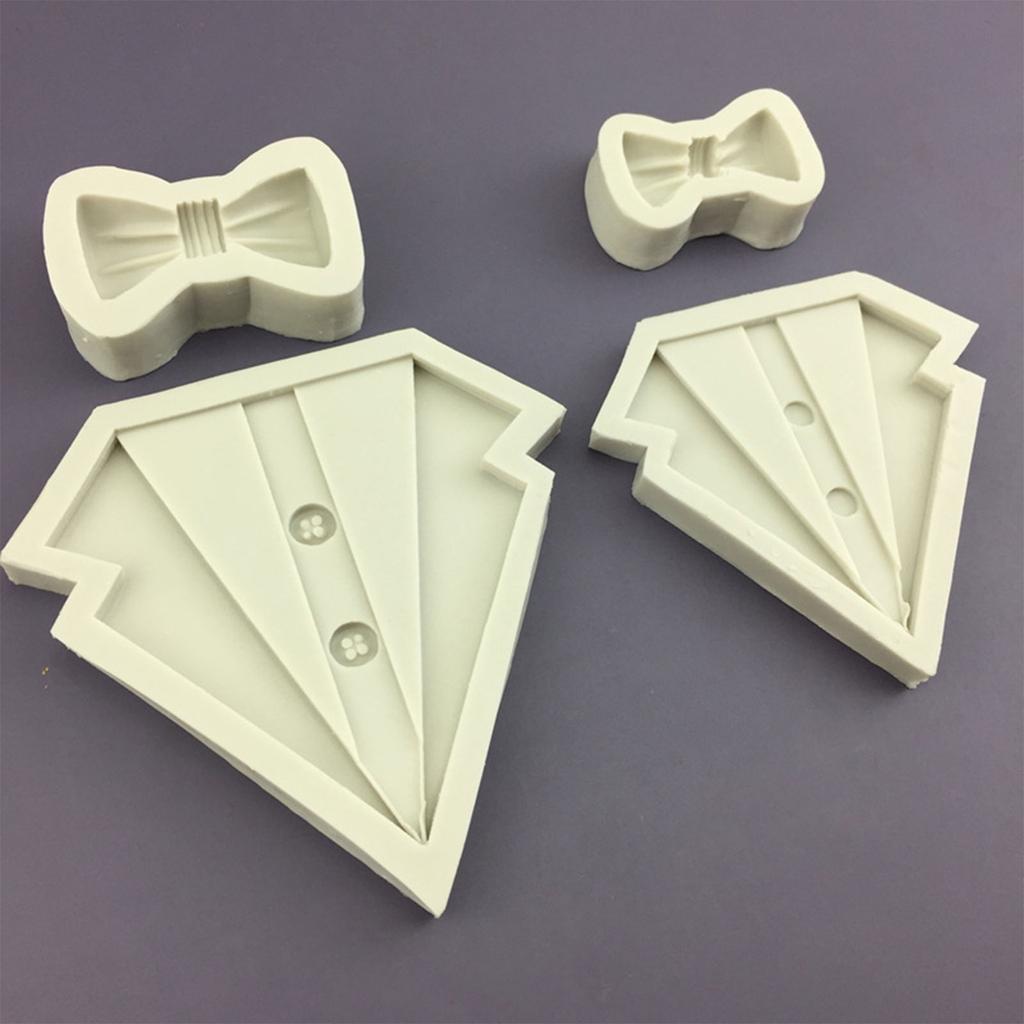 3D Suit Shirt Bow Silicone Rubber Flexible Food Safe Mold Clay Resin Ceramics Candy Fondant Candy Chocolate Soap Mould