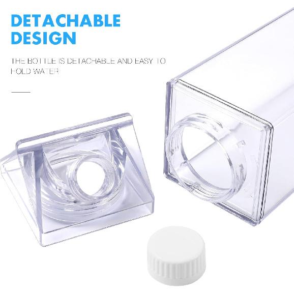 Hemoton Glass Water Bottle 2pcs 500ML Plastic Milk Bottles Milk Carton Water Bottle Clear Milk Box Bottle Portable Water Bottle with Lids for Outdoor