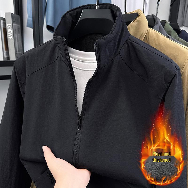 Herren Fleece-gefütterter Herbst/Winter Sport Windbreaker - Einfache, Lockere, Modische Jacke mit Hochwertigem Gefühl