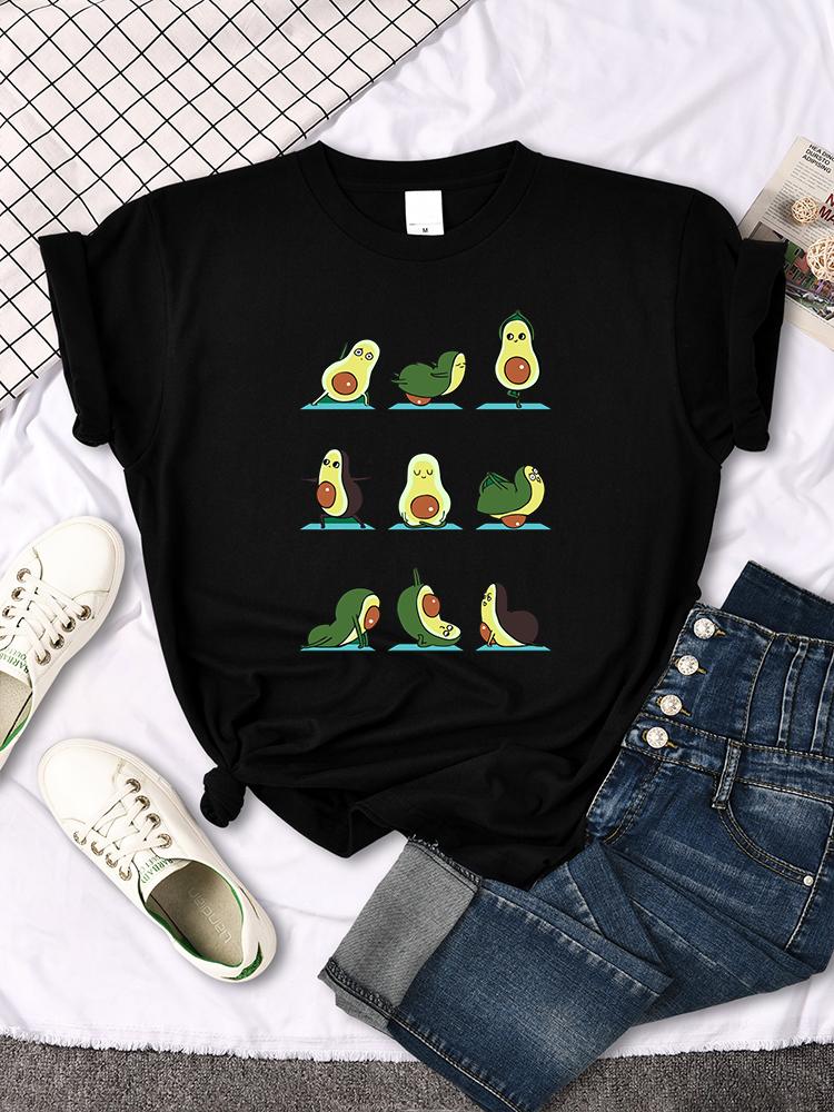 Woman T-Shirt Avocado Teaches You To Practice Yoga Printing Blouses Womensfashion Oversize Blouses Funny Fruit Ladies Tshirts