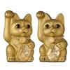 Lucky Cat Millionaire Cat (M-SIZE Gold) Right Paw Raised / Ceramic _ Lucky Cat Maneki-neko Auspicious Feng Shui Ornament (ml_M Gold)