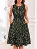 Floral Keyhole Neck Beach Dress with Hidden Zipper