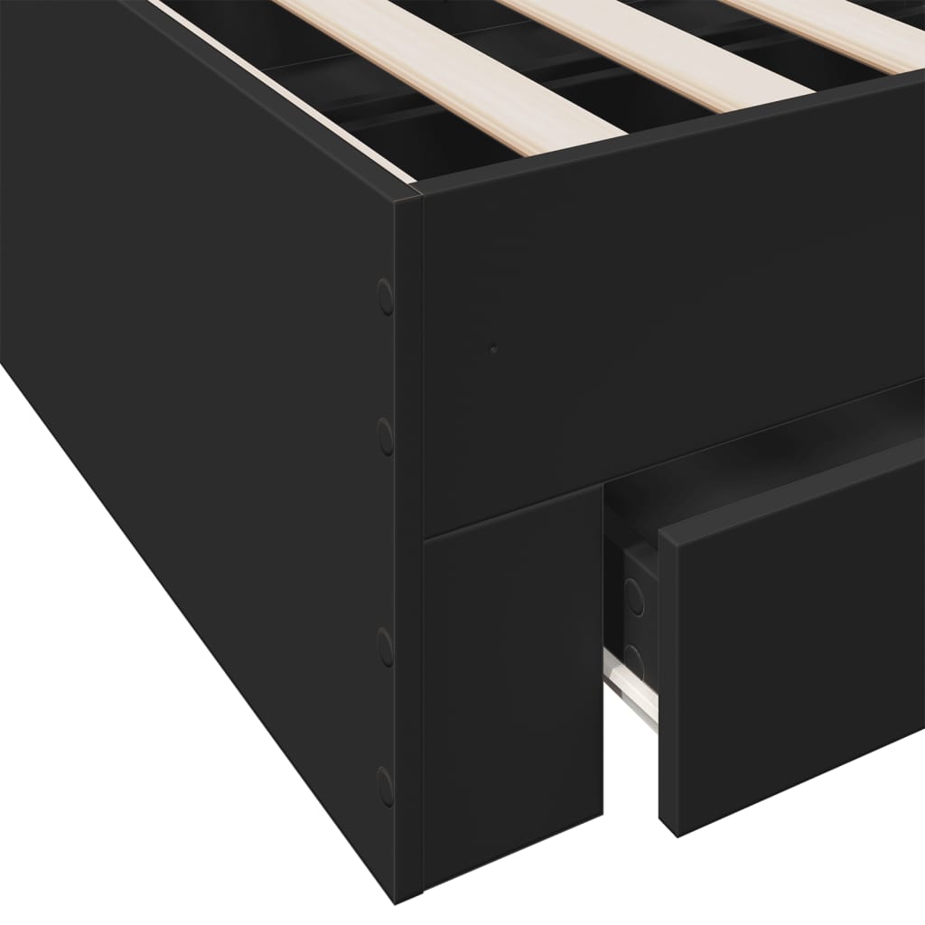 Bed Frame with Drawers Black 135x190 cm Engineered Wood