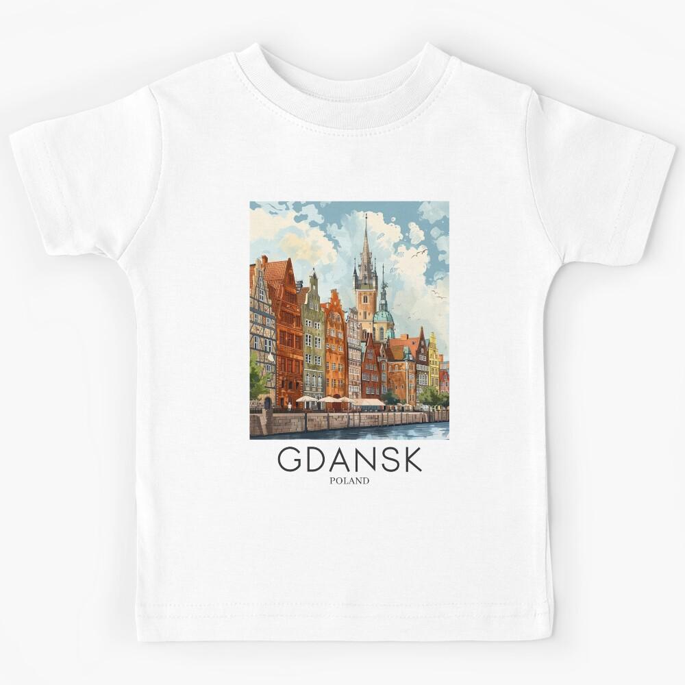 A Pop Art Travel Print of Gdansk - Poland Kids T-Shirt 140