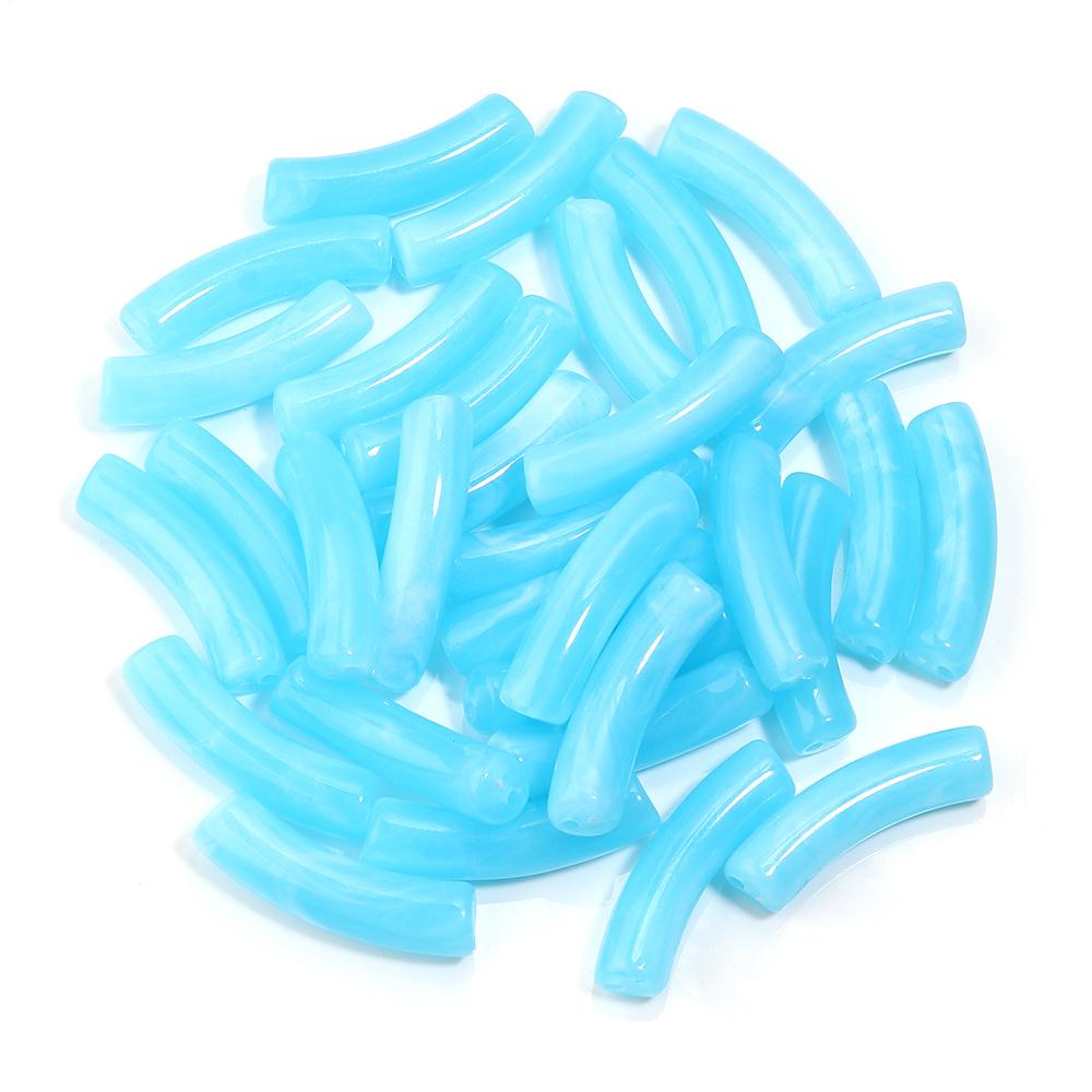 30 pezzi/lotto Perline Tubolari Curve in Acrilico Bicolore Forma Sottile di Bambù Perline Distanziatrici Sfuse Per Braccialetti Collane Fai da te Accessori per Gioielli