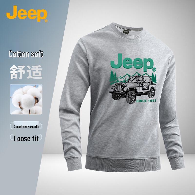 Jeep Unisex Zwaar Sweatshirt met Ronde Hals 3XL heide grijze kleur