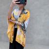 Simple Gradient Colour Oil Painting Ladies Air-conditioning Room Shawl Liqin Satin Silk Scarf