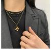 Trendy European & American Bamboo Joint Gold Necklace with 26 English Letters