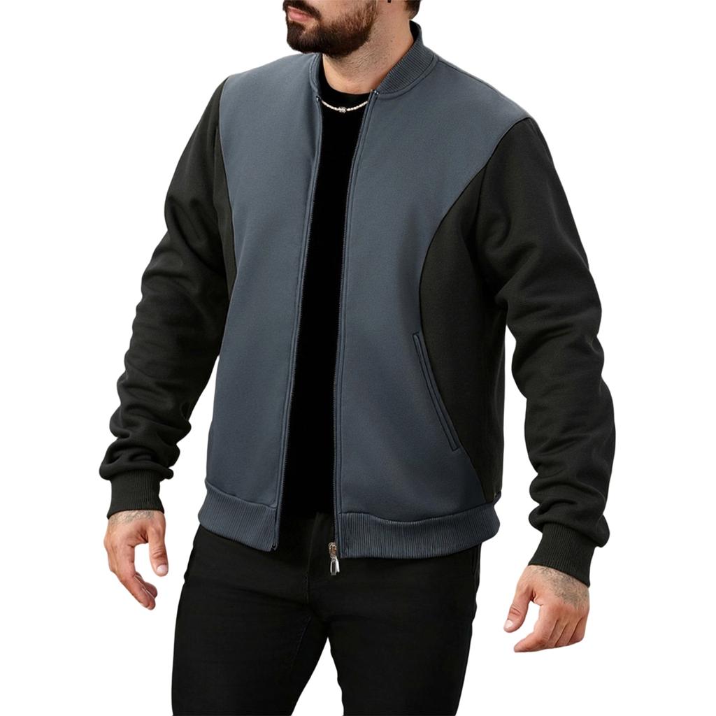 Pull zippé pour homme à col montant et sweat à manches longues