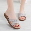 Women Summer White Slippers Thick Sole Casual Girls Grey Black Leather Open Toe Sandals Large Size 41 for Mother