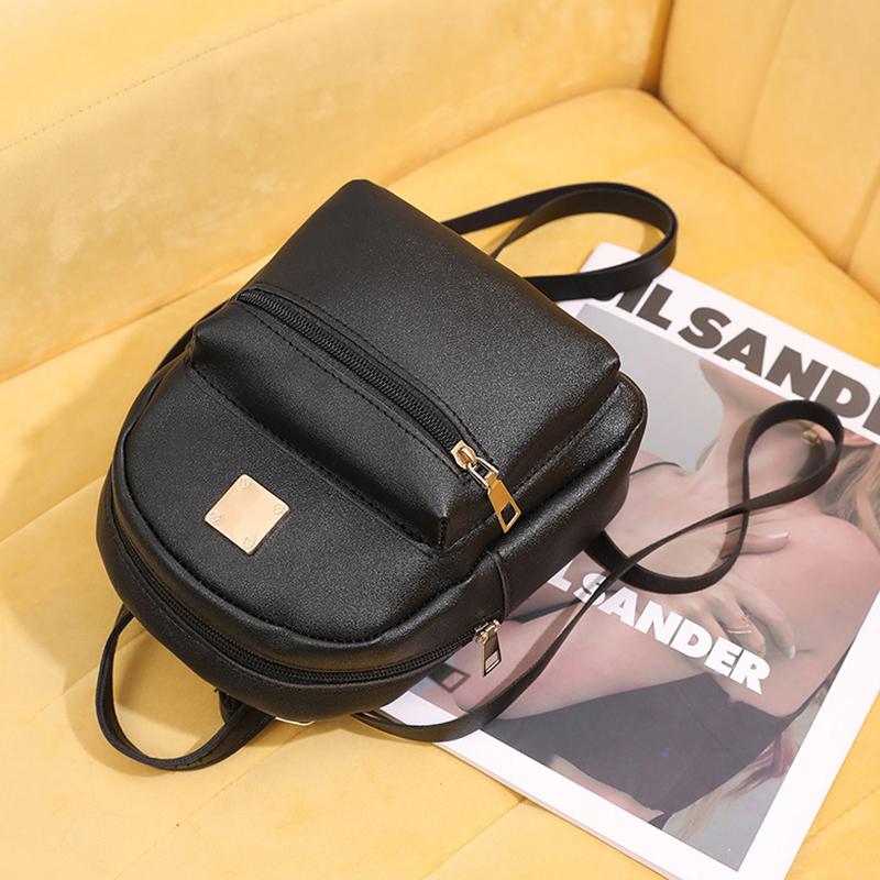 Women Korean Style Mini Backpack Pu Leather Small Backless Bag Multi-Functional Girls Small School Backpack чёрный 693₽