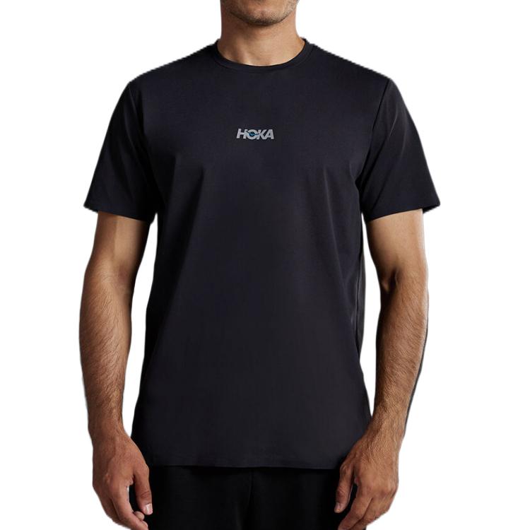 HOKA ONE ONE T Shirts Men s Black Crew Neck 1171810-BKSV L