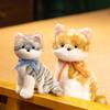 18/25cm Simulation Cute Cat Plush Doll High Quality Long Hair Bow Cat Animal Stuffed Toy Home Decoration Gift For Children