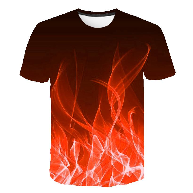 Colorful Flame  3D Printing T Shirt Man Summer O-Neck Short Sleeve Oversized Top Casual Tee Loose Streetwear Harajaku