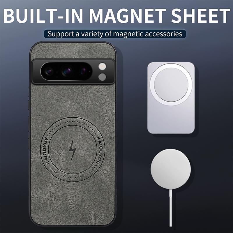 For google Pixel 8 Pro /Pixel 8Pro/Pixel 8A Case Simple Stylish Magnetic Suction Luxury Leather Skin-friendly Anti-drop Cover