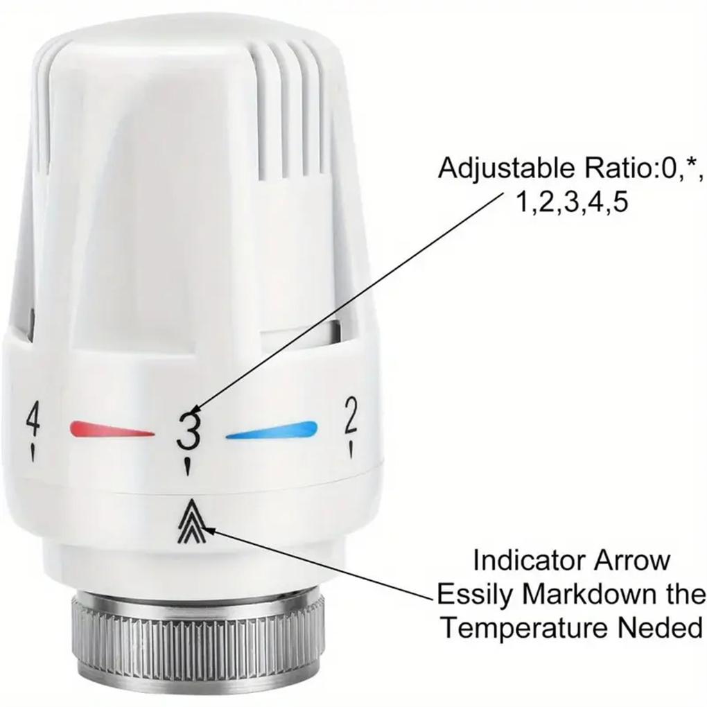 3pcs Frost-Proof Radiator Thermostat Heads Adjustable 5-Level Temperature Control Valve Replacement for Heating Systems
