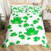 Kawaii Frog Dynetrekk King Queen Tegneserie Dyretema Sengesett Funny Wildlife Dynetrekk Barn Soverom Mykt Dynetrekk
