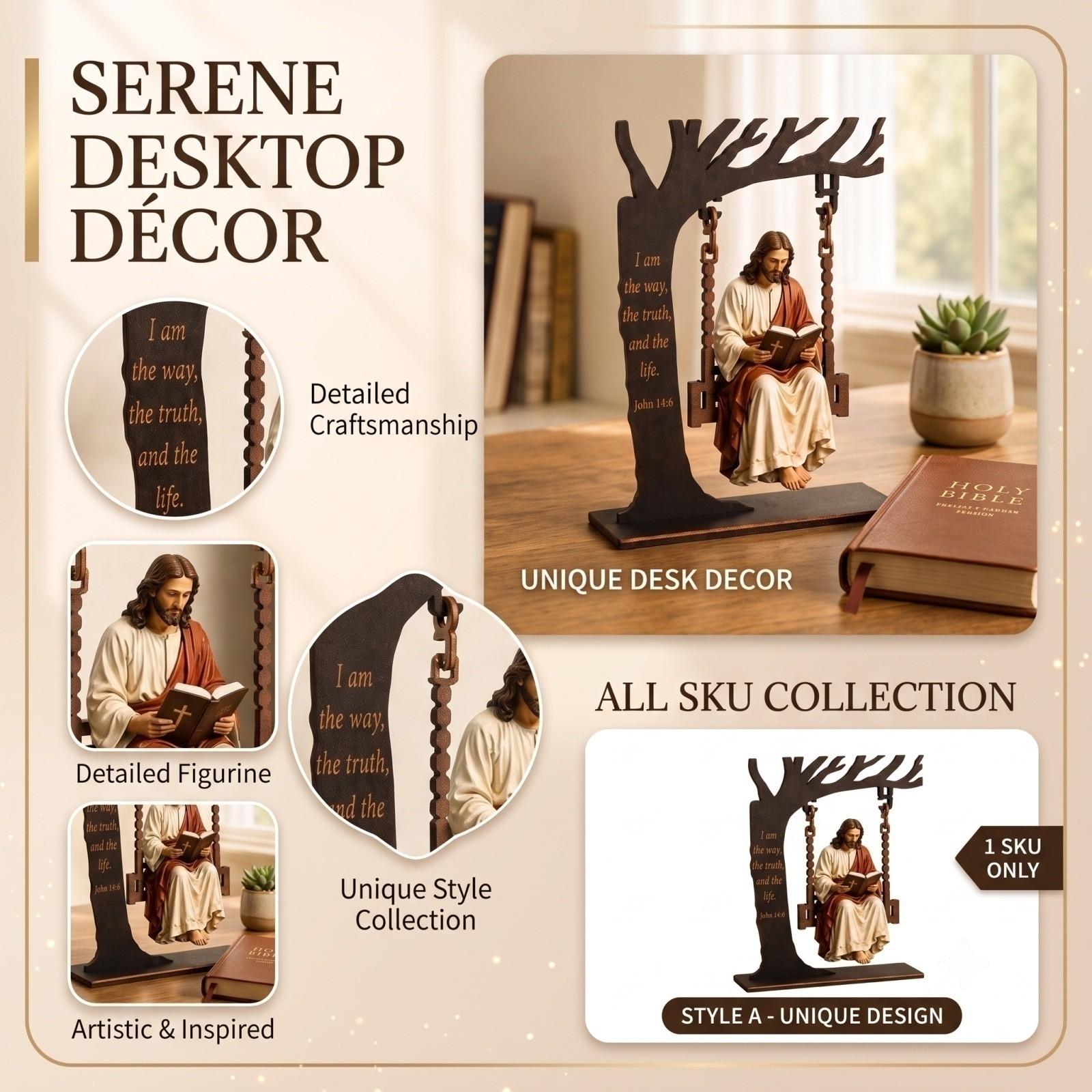 Wooden Swing Figurine Ornament for Desk Shelf Decor One Size