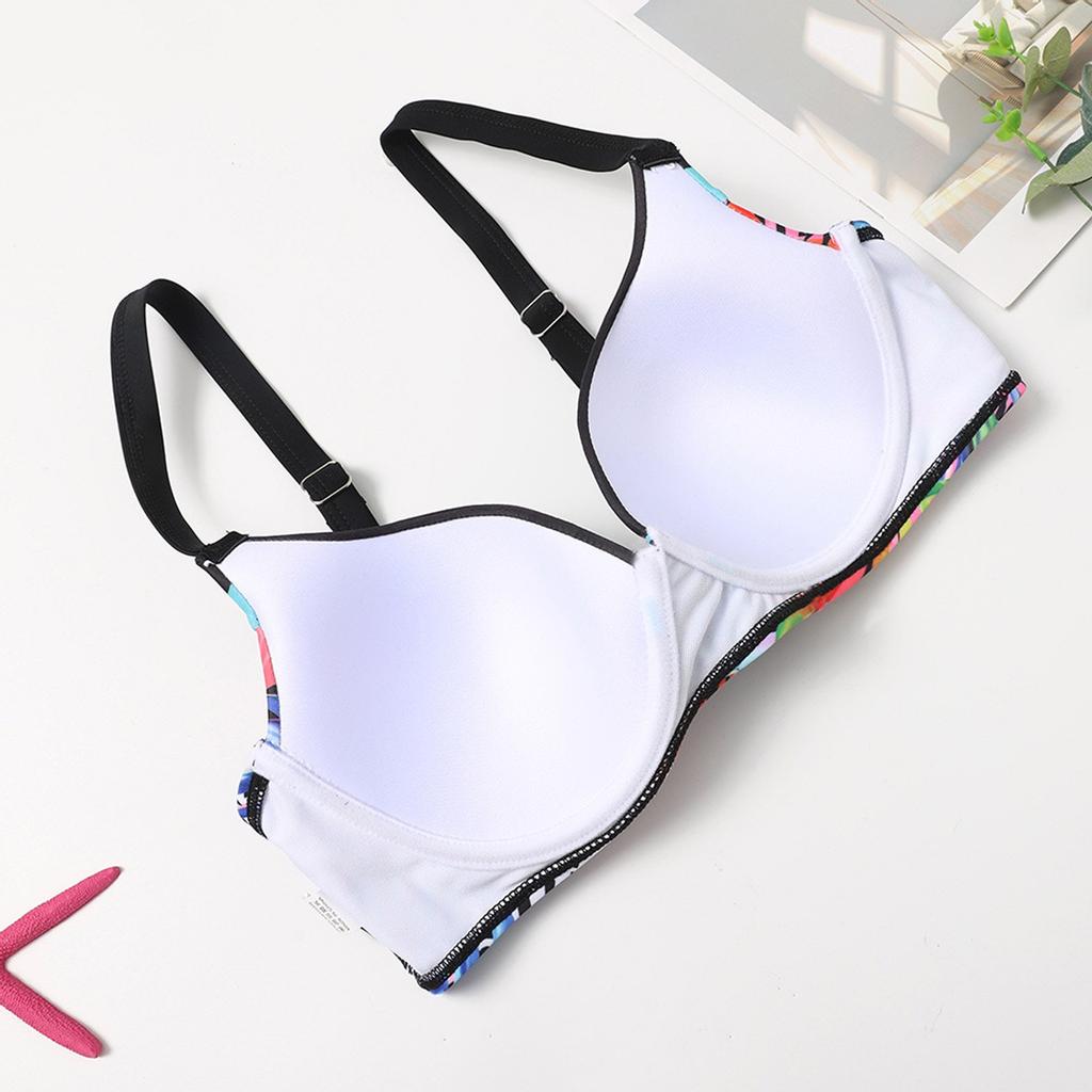 Women's Fashion Sexy Leaf Print High Waist Split Swimsuit Bikini