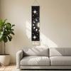 Fringed Tapestry, Soft Cotton with Sun Moon Star Prints Wall Hanging, Bohemian Style Doorway Curtain for Bedroom Living Room