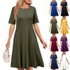 Women's Casual Elegant Short Sleeved Round Neck Dress