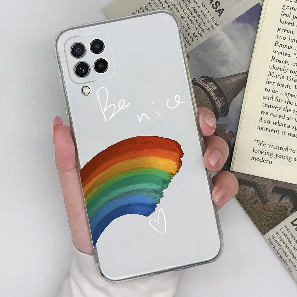 Phone Case For Samsung Galaxy A22 4G 5G Cover Silicone Transparent Fashion Love Heart Butterfly Protective For Samsung A 22 Capa